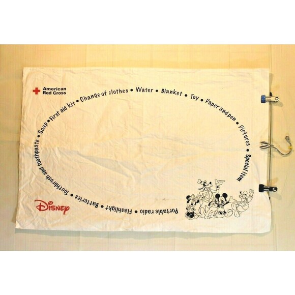 Disney American Red Cross Camp Bag White Canvas Mickey Minnie Goofy Donald Duck - Picture 1 of 6